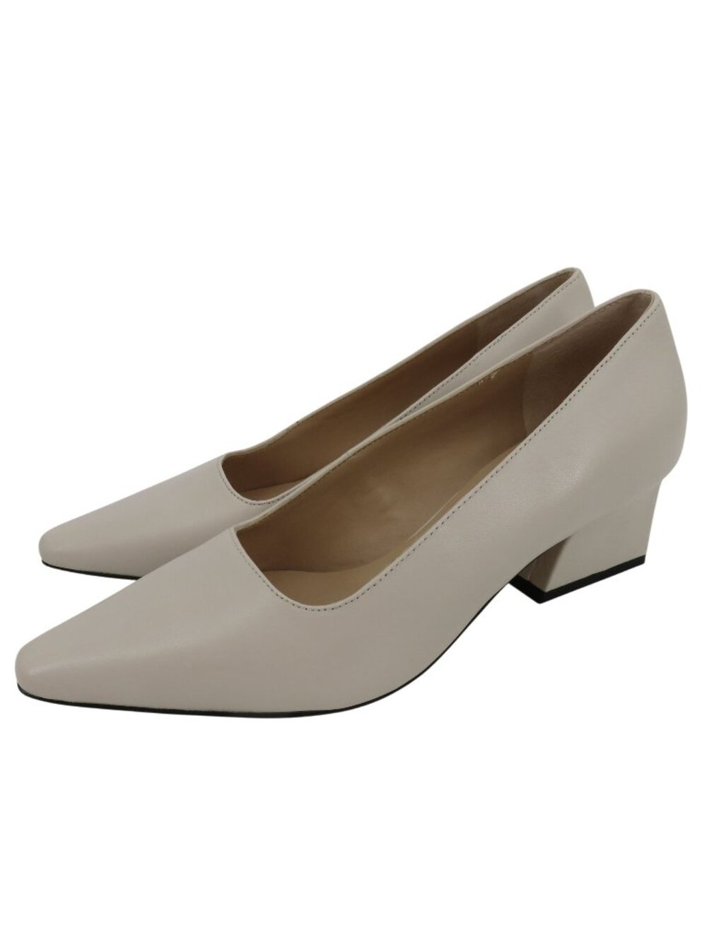 Franco Sarto Women 7.5 M Samira Cream Beige Leather Upper Block Heels Pumps NWOB